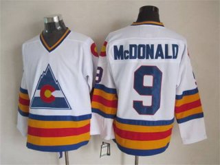 Men's Colorado Rockies #9 Joey MacDonald 1976-77 White CCM Vintage Throwback Jersey