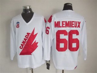 Men's Team Canada #66 Mario Lemieux 1991 Olympic White CCM Vintage Throwback Jersey