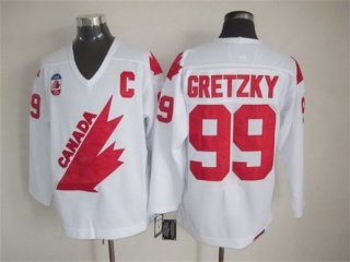 Men's Team Canada #99 Wayne Gretzky 1991 Olympic White CCM Vintage Throwback Jersey