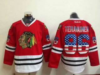 Men's Chicago Blackhawks #86 Teuvo Teravainen USA Flag Fashion Red Jersey