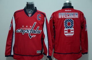 Men's Washington Capitals #8 Alex Ovechkin Reebok Red USA Flag Hockey Jersey