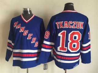 Men's New York Rangers #18 Walt Tkaczuk 1990-91 Light Blue CCM Vintage Throwback Jersey