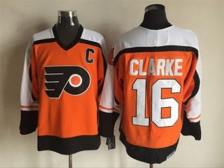 Men's Philadelphia Flyers #16 Bobby Clarke 1997-98 Orange CCM Vintage Throwback Jersey