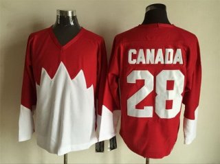 Men's Team Canada #28 Canada 1972 CCM Throwback Hockey Red Jersey