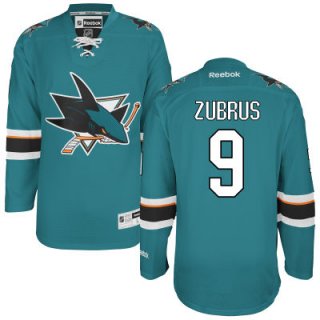 Men's San Jose Sharks #9 Dainius Zubrus Teal Green Home Jersey