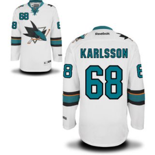 Men's San Jose Sharks #68 Melker Karlsson White Away Hockey Jersey