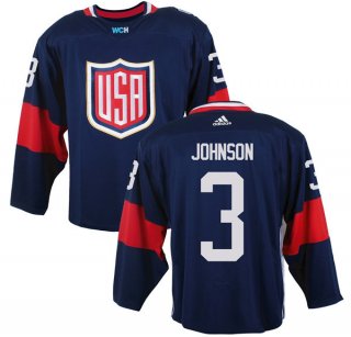 Men's Team USA #3 Jack Johnson Navy Blue 2016 World Cup of Hockey Game Jersey