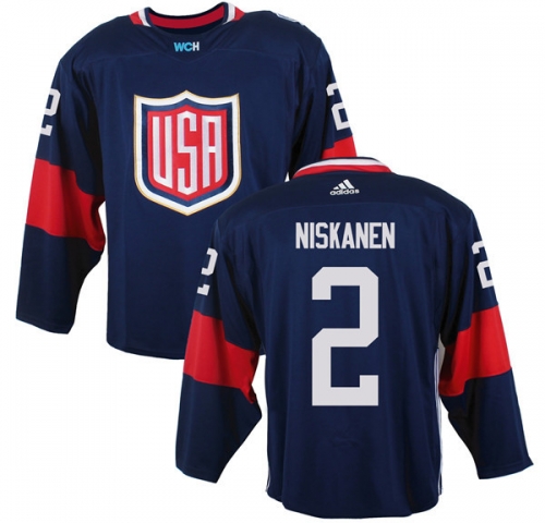 Men's Team USA #2 Matt Niskanen Navy Blue 2016 World Cup of Hockey Game Jersey