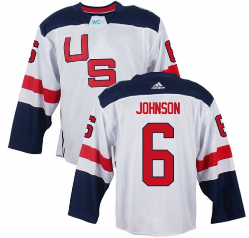 Men's Team USA #6 Erik Johnson White 2016 World Cup of Hockey Game Jersey