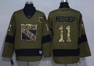 Men's New York Rangers #11 Mark Messier Green Salute to Service Stitched NHL Reebok Hockey Jersey