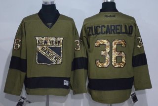 Men's New York Rangers #36 Mats Zuccarello Green Salute to Service Stitched NHL Reebok Hockey Jersey