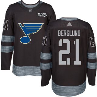 Blues #21 Patrik Berglund Black 1917-2017 100th Anniversary Stitched NHL Jersey