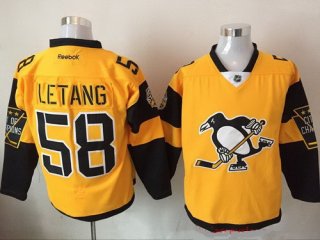 Men's Pittsburgh Penguins #58 Kris Letang Yellow 2017 Stadium Series Stitched NHL Reebok Hockey Jersey