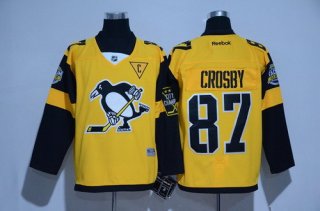 Men's Pittsburgh Penguins #87 Sidney Crosby Yellow 2017 Stadium Series Stitched NHL Reebok Hockey Jersey