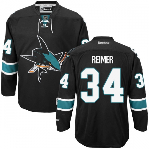 Men's San Jose Sharks #34 James Reimer Black Third Hockey Jersey