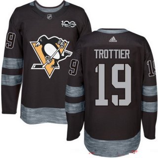 Men's Pittsburgh Penguins #19 Bryan Trottier Black 100th Anniversary Stitched NHL 2017 adidas Hockey Jersey