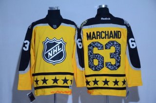 Men's Atlantic Division Boston Bruins #63 Brad Marchand Reebok Yellow 2017 NHL All-Star Stitched Ice Hockey Jersey