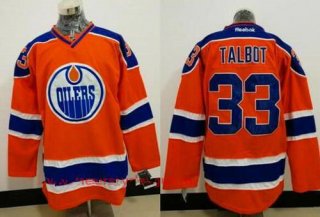 Men's Edmonton Oilers #33 Cam Talbot Orange Stitched NHL Reebok Hockey Jersey