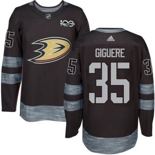 Adidas Ducks #35 Jean-Sebastien Giguere Black 1917-2017 100th Anniversary Stitched NHL Jersey