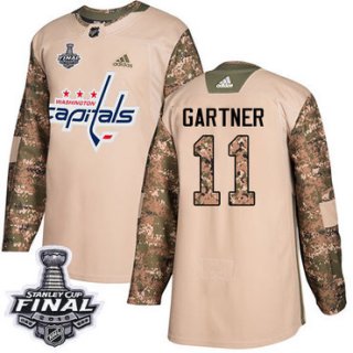 Adidas Capitals #11 Mike Gartner Camo Authentic 2017 Veterans Day 2018 Stanley Cup Final Stitched NHL Jersey