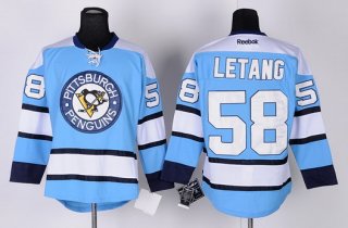 Pittsburgh Penguins #58 Kris Letang Light Blue Jersey