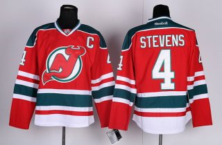 New Jersey Devils #4 Scott Stevens Red With Green Jersey