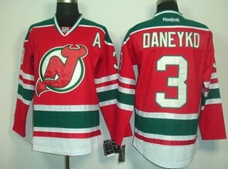 New Jersey Devils #3 Ken Daneyko Red With Green Jersey