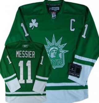 New York Rangers #11 Mark Messier St. Patrick's Day Green Jersey