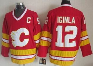 Calgary Flames #12 Jarome Iginla Red Third Throwback CCM Jersey