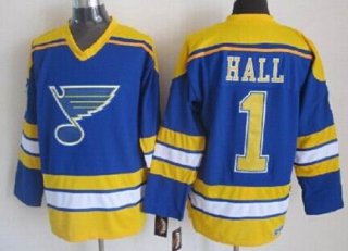 St. Louis Blues #1 Glenn Hall Blue Throwback CCM Jersey