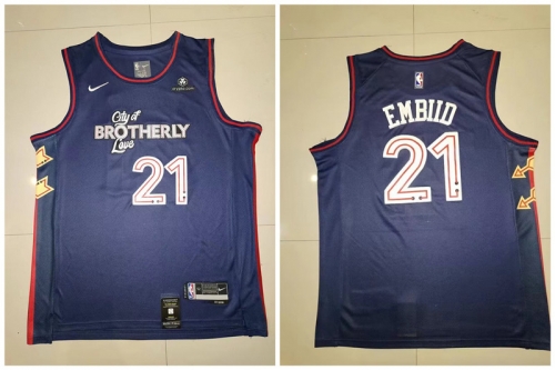 76ers 21 Joel Embiid Navy Nike 2023-24 City Edition Swingman Jersey