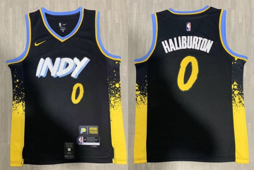 Indiana 0 DTyrese Haliburton Black Nike 2023-24 City Edition Swingman Jersey