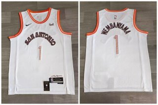 Spurs 1 Victor Wembanyama White Nike 2023-24 City Edition Swingman Jersey