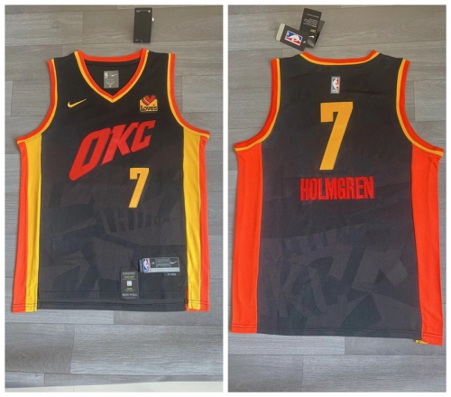 Thunder 7 Chet Holmgren Black Nike 2023-24 City Edition Swingman Jersey