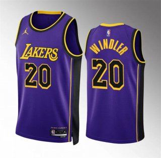 Men's Los Angeles Lakers #20 Dylan Windler Purple Statement Edition Stitched Basketball Jersey