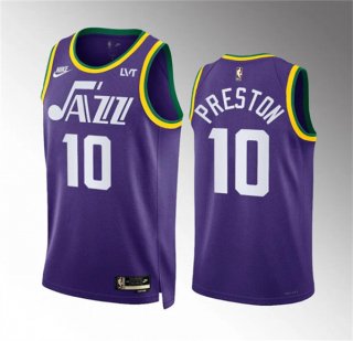 Men's Utah Jazz #10 Jason Preston Purple 2023-24 City Edition Stitched Basketball Jersey