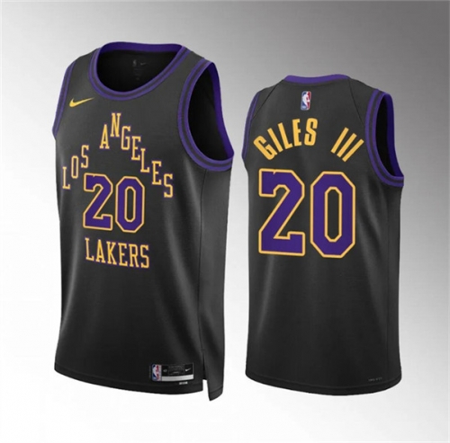 Men's Los Angeles Lakers #20 Harry Giles Iii Black 2023-24 City Edition Stitched Basketball Jersey