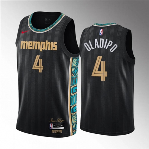 Men's Memphis Grizzlies #4 Victor Oladipo Black City Edition Stitched Jersey