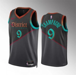 Men's Washington Wizards #9 Justin Champagnie Black 2023-24 City Edition Stitched Basketball Jersey