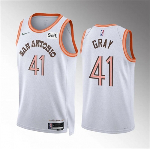 Men's San Antonio Spurs #41 Raiquan Gray White 2023-24 City Edition Stitched Basketball Jersey