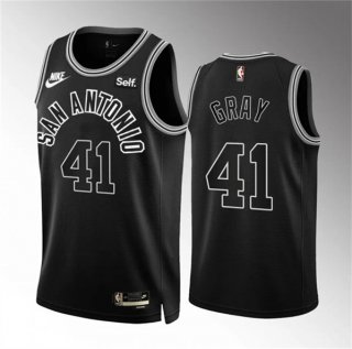 Men's San Antonio Spurs #41 Raiquan Gray 2022-23 Black Classic Edition Stitched Basketball Jersey