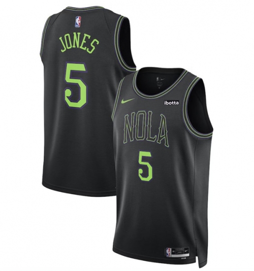 Men's New Orleans Pelicans #5 Herbert Jones Black 2023-24 City Edition Stitched Basketball Jersey