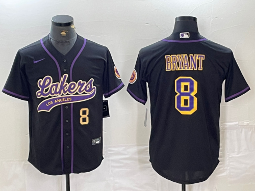 Men's Los Angeles Lakers #8 Kobe Bryant Black Cool Base Stitched Baseball Jerseys