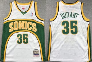 Men's Seattle SuperSonics #35 Kevin Durant White Mitchell & Ness Hardwood Classics Jersey