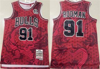 Men's Chicago Bulls #91 Dennis Rodman Red 1997-98 Throwback Stitched Basketball Jersey