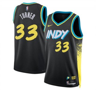 Men's Indiana Pacers #33 Myles Turner Black 2023-24 City Edition Stitched Basketball Jersey