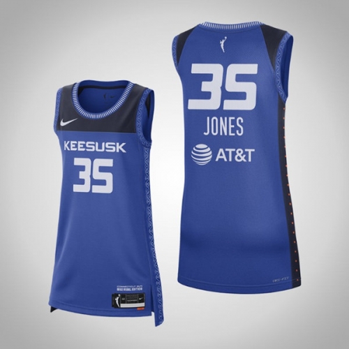 Women Connecticut Sun #35 Jonquel Jones Royal 2021 Rebel Edition Stitched Jersey