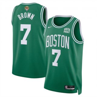 Men's Boston Celtics #7 Jaylen Brown Kelly Green 2024 Finals Icon Edition Stitched Basketball Jersey