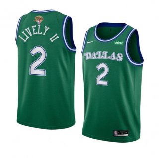 Men's Dallas Mavericks #2 Dereck Lively II Green 2024 Finals Classic Edition Stitched Basketball Jersey