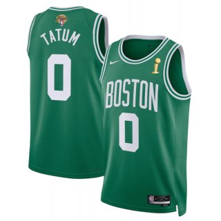 Men's Boston Celtics #0 Jayson Tatum Green 2024 Finals Champions Icon Edition Stitched Baseball Jersey